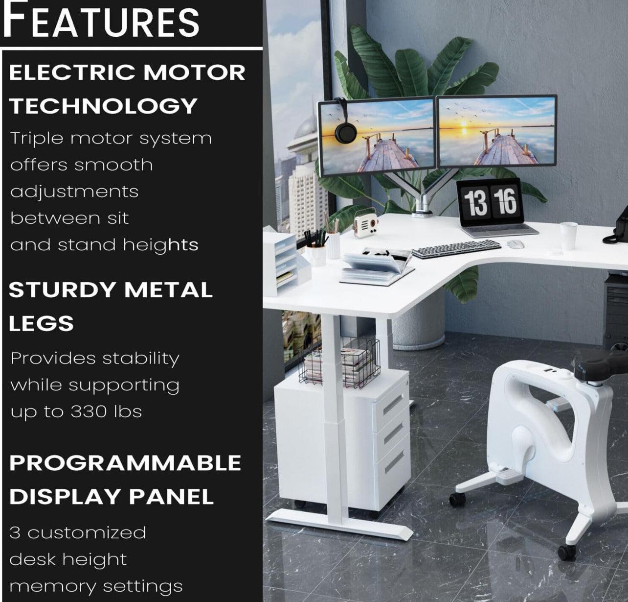 L-Shaped Sit Stand Desk, Electric Height Adjustable - EZ Does It