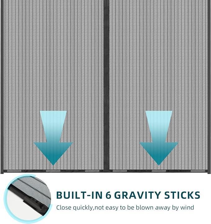 Magnetic Screen Door 72x80", Self Sealing Screen Door