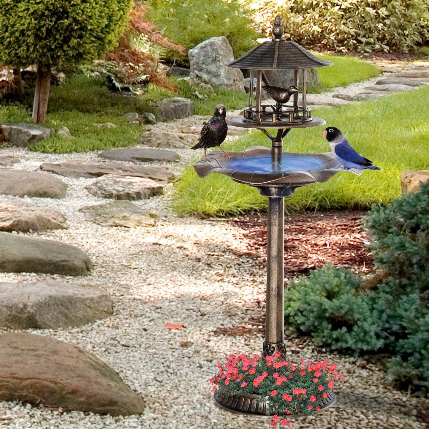 Outsunny 3-in-1 Garden Bird Bath Bowl Pedastal - EZ Does It