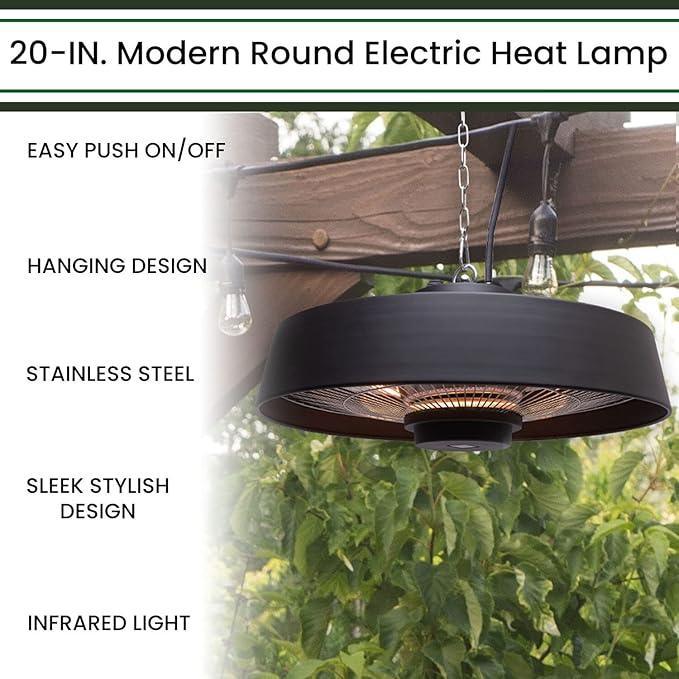 20'' Infrared Halogen Electric Hanging Heat Lamp - EZ Does It