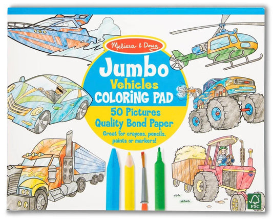 Melissa & Doug Jumbo Vehicles Coloring Pad - EZ Does It